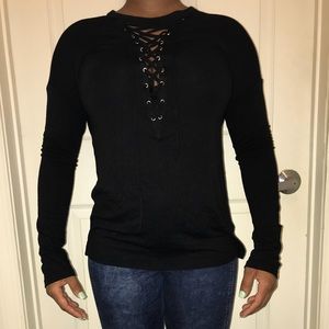 EXPRESS Black Lace Up Shirt